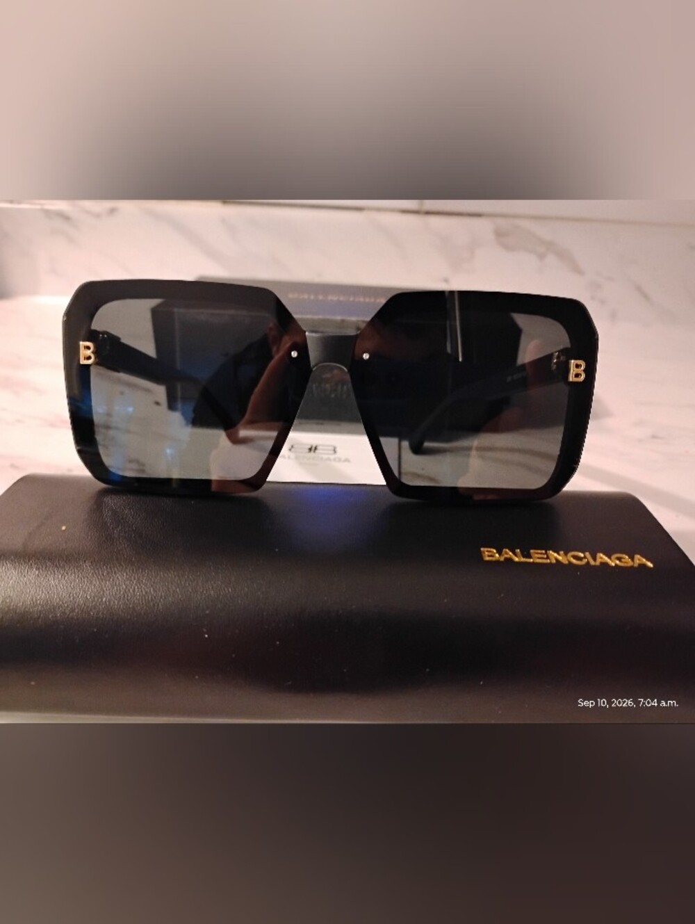 Balenciaga Men’s Oversized Black Shield Sunglasses